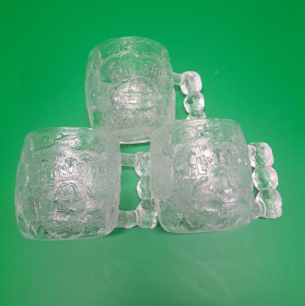 Collectible Flintstone Movie  Glass Mugs - Set of 3 Mcdonald's